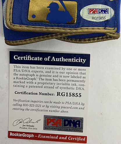 EDWIN RIOS DODGERS 2020 WS CHAMP SIGNED GAME USED BATTING GLOVES PSA RG15854/55