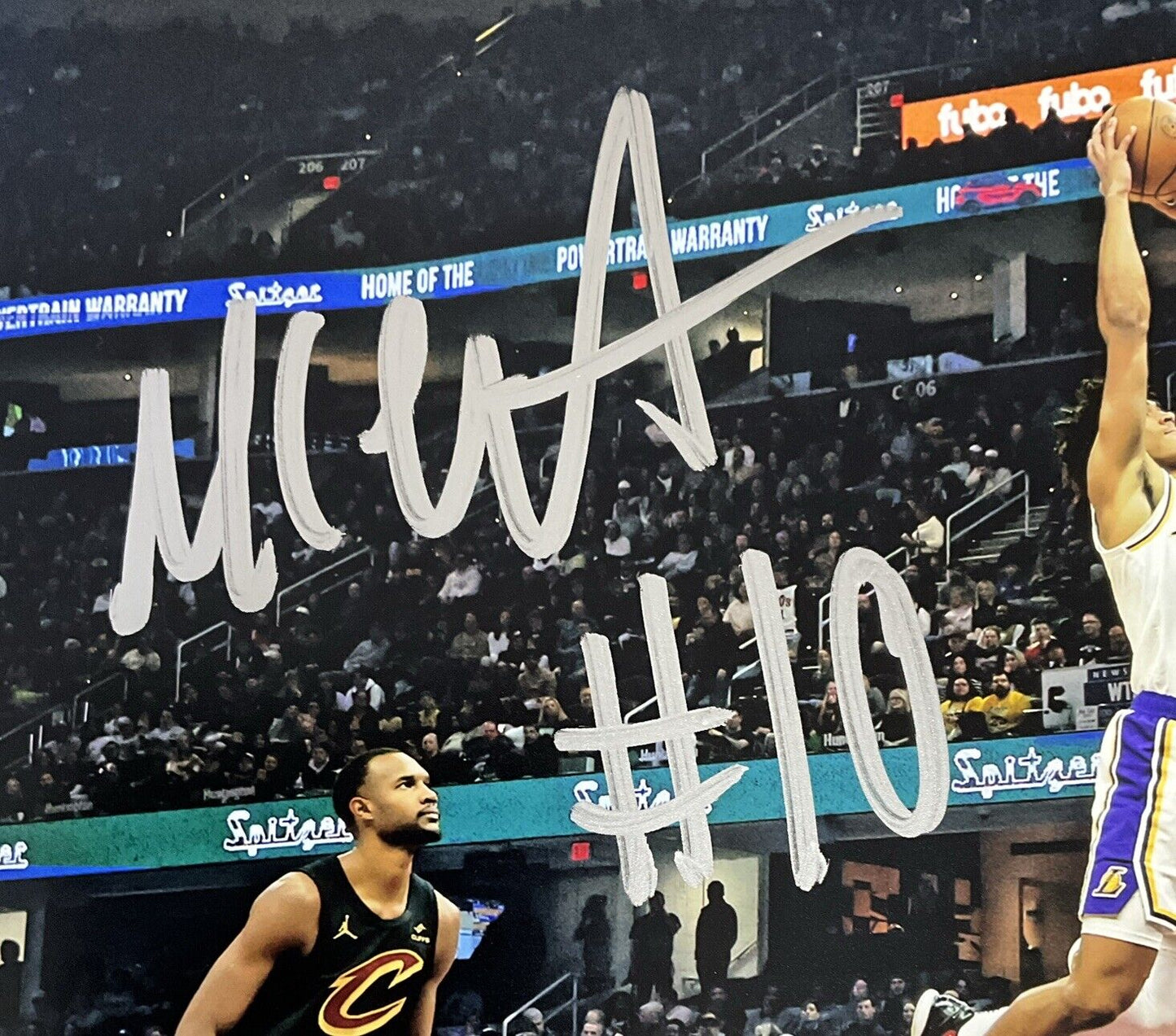 MAX CHRISTIE LOS ANGELES LAKERS SIGNED 11X14 DUNK VS CAVALIERS PHOTO PSA WITNESS