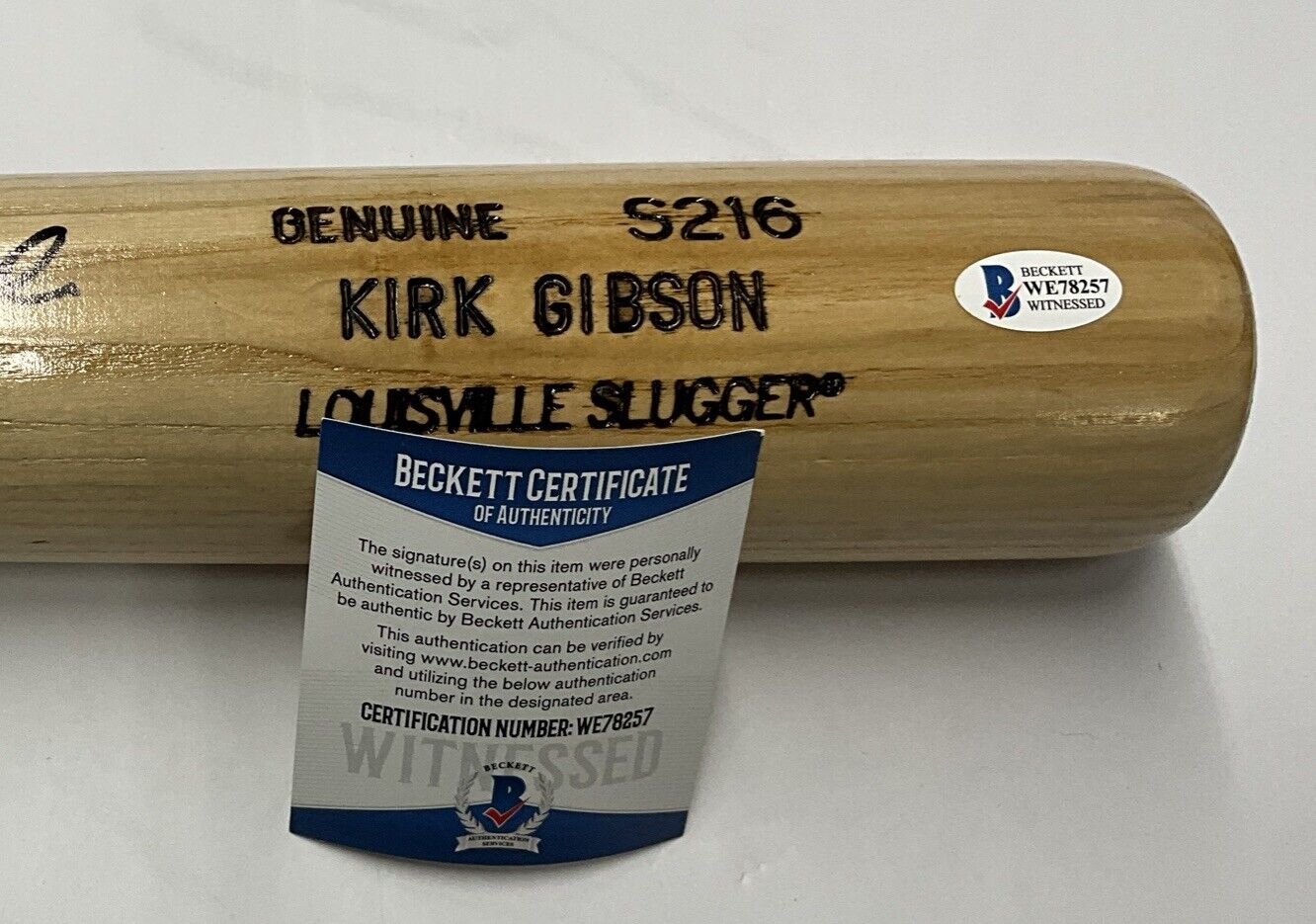 KIRK GIBSON DODGERS SIGNED LOUISVILLE SLUGGER MODEL BAT "88 NL MVP" BAS WE78257