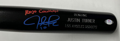 JUSTIN TURNER DODGERS SIGNED LOUISVILLE SLUGGER BAT "ROJO CHINGON" PSA 9A87962