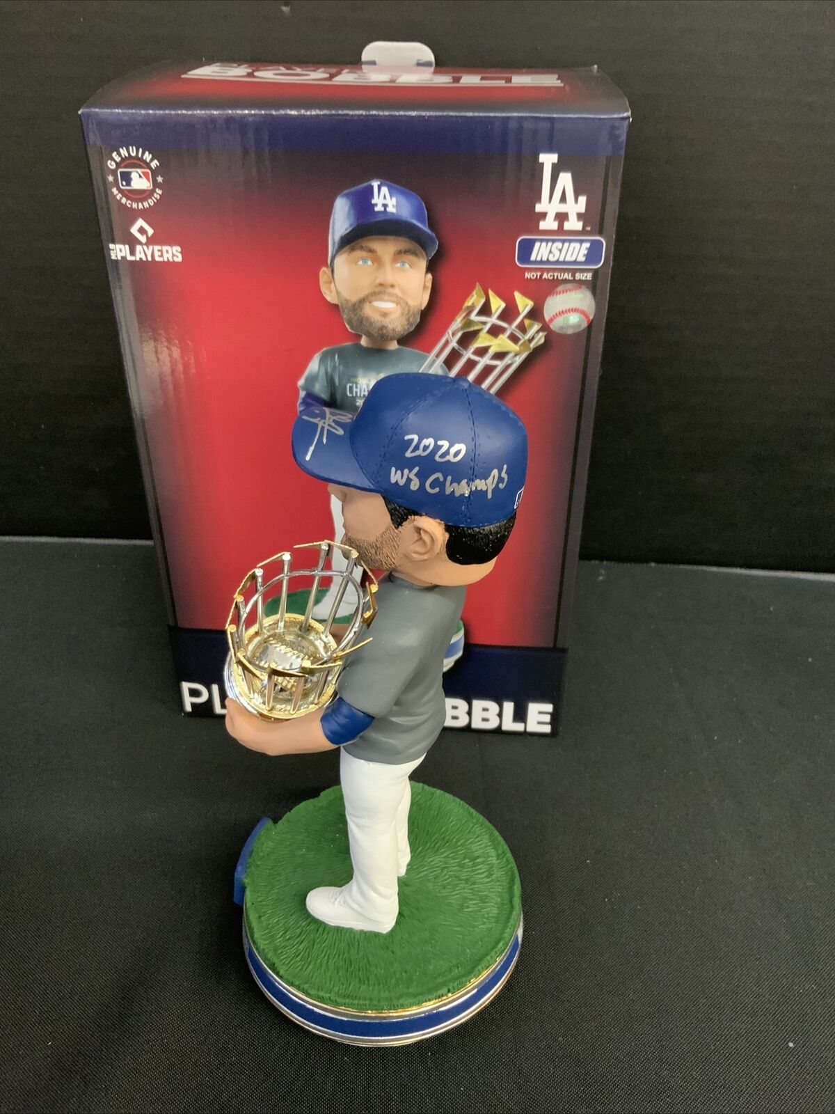 CHRIS TAYLOR DODGERS SIGNED CHAMPIONSHIP BOBBLEHEAD "2020 WS CHAMPS" PSA 1C01595