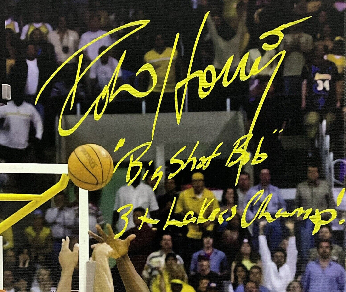 ROBERT HORRY LAKERS SIGNED 24X36 STRETCHED CANVAS 2 INSCRIPTIONS BAS W128331