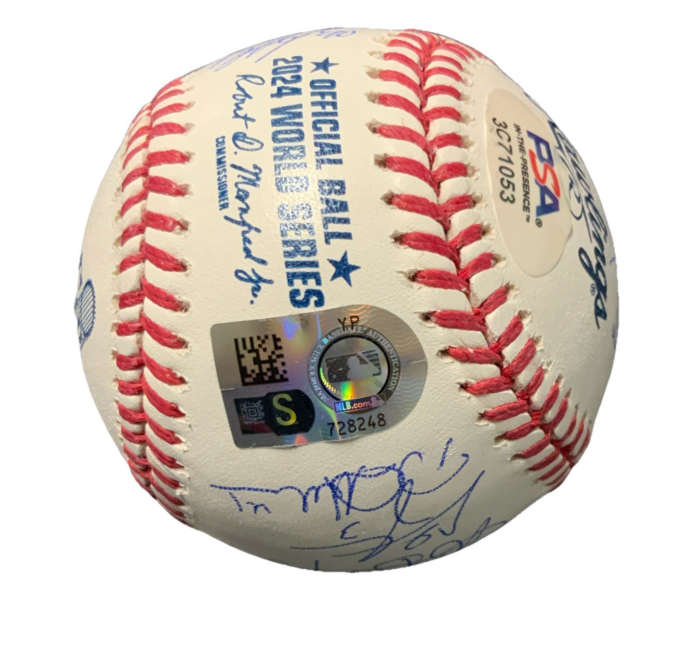 DODGERS SIGNED 2024 WORLD SERIES BALL 21 AUTOS FREEMAN TEO MUNCY BUEHLER PSA 053