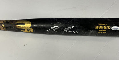 EDWIN RIOS DODGERS 2020 WS CHAMPION SIGNED BIRCH 45 GAME USED BAT PSA RG14839