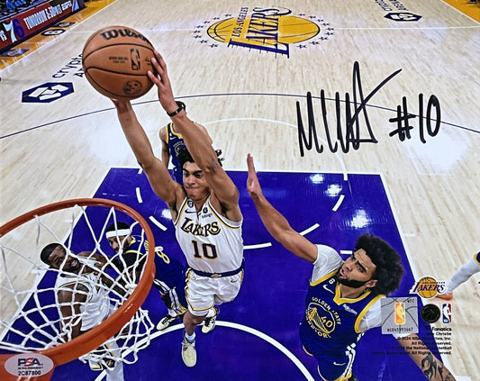 MAX CHRISTIE LOS ANGELES LAKERS SIGNED 8X10 DUNK VS WARRIORS PHOTO PSA WITNESS