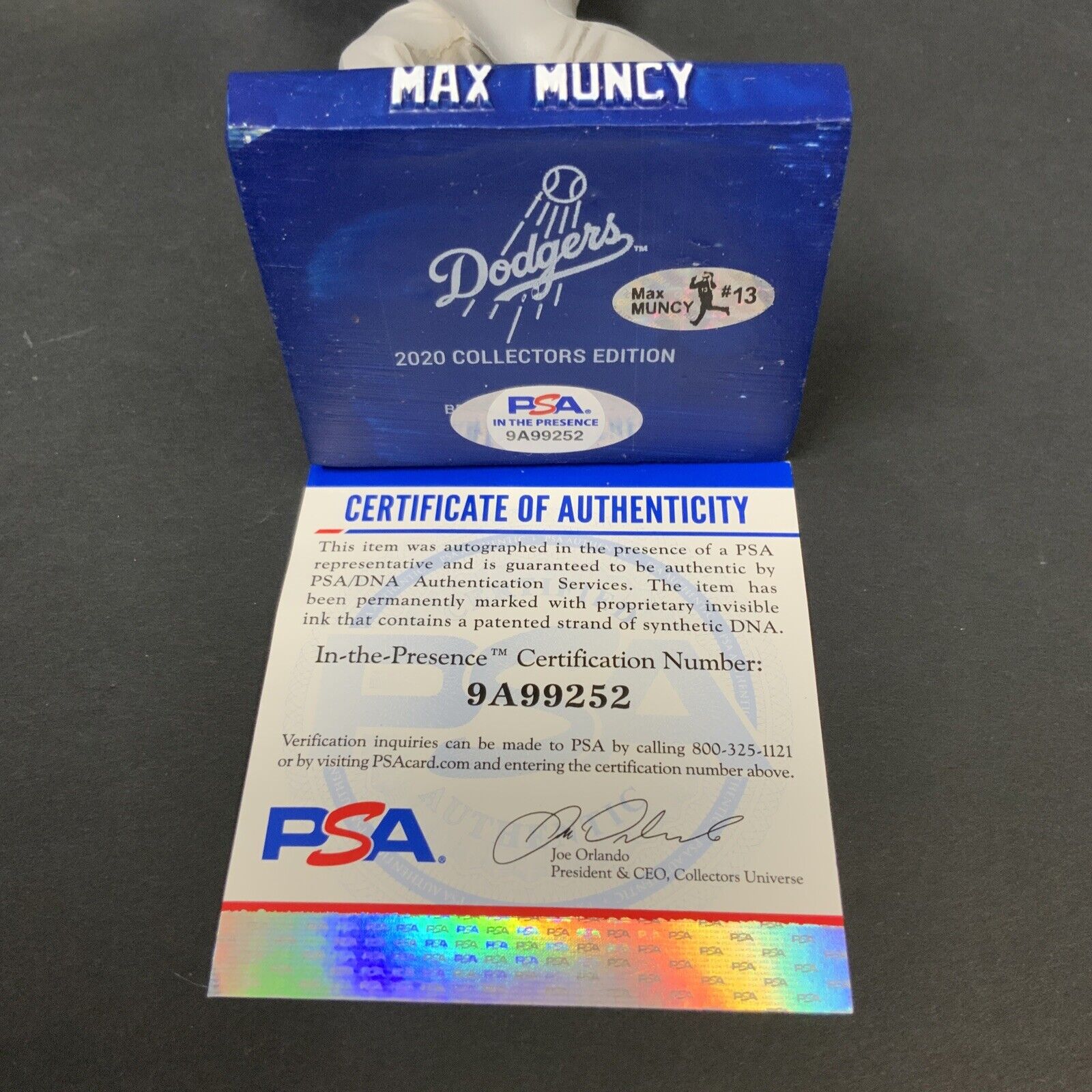 MAX MUNCY DODGERS WORLD SERIES CHAMPION SIGNED 2020 SGA BOBBLEHEAD PSA 9A99252