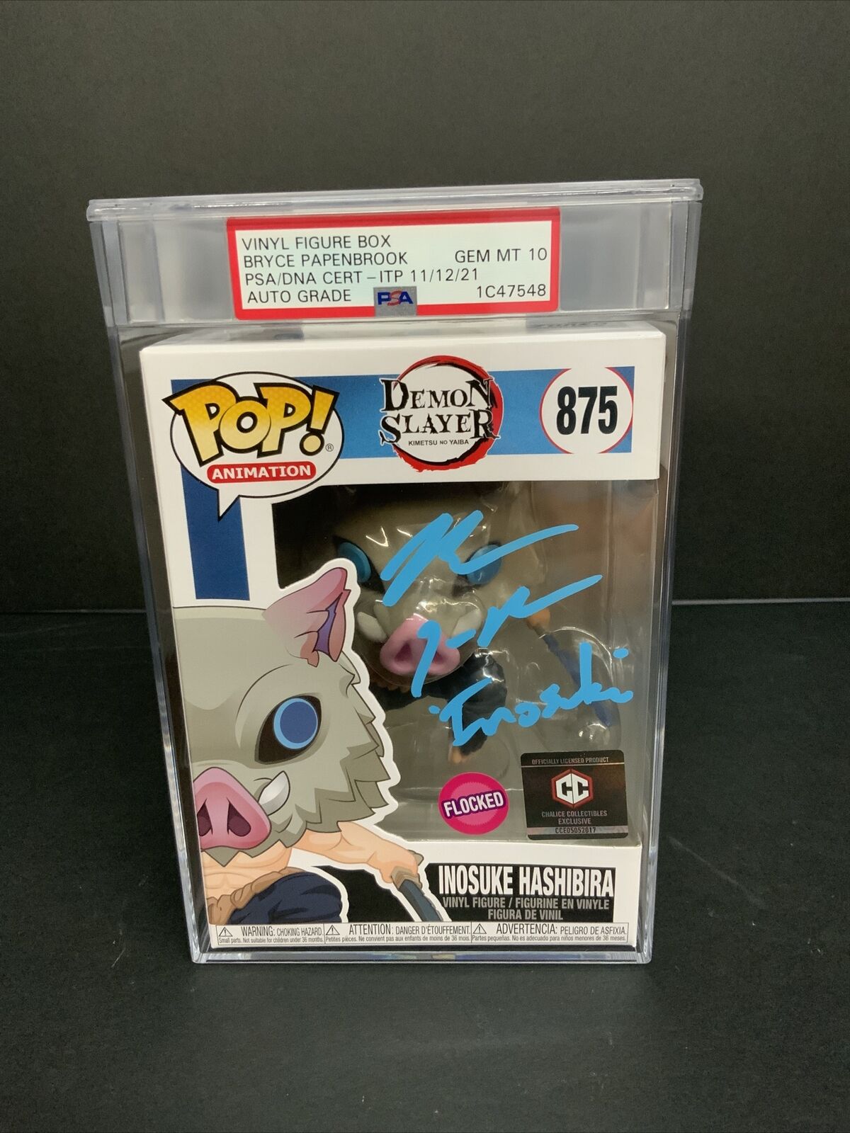 BRYCE PAPENBROOK SIGNED INOSUKE HASHIBIRA FLOCKED FUNKO POP GEM MT 10 PSA SLAB