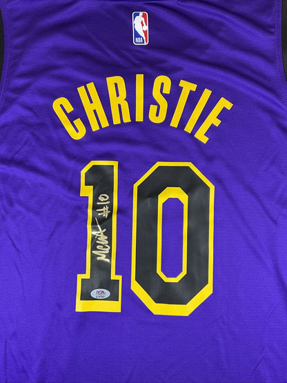 MAX CHRISTIE SIGNED LOS ANGELES LAKERS FANATICS PURPLE JERSEY PSA ITP 2C87947