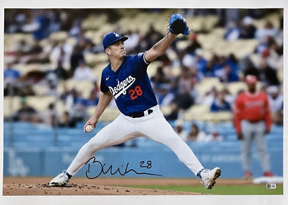 BOBBY MILLER DODGERS SIGNED 20X30 PITCHING VS ANGELS CANVAS PRINT BAS 1W826401