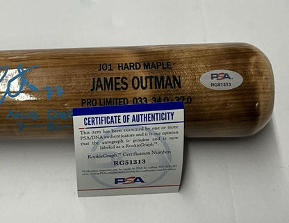 JAMES OUTMAN DODGERS SIGNED MARK LUMBER MODEL BAT "MLB DEBUT 7-31-22 PSA RG51313