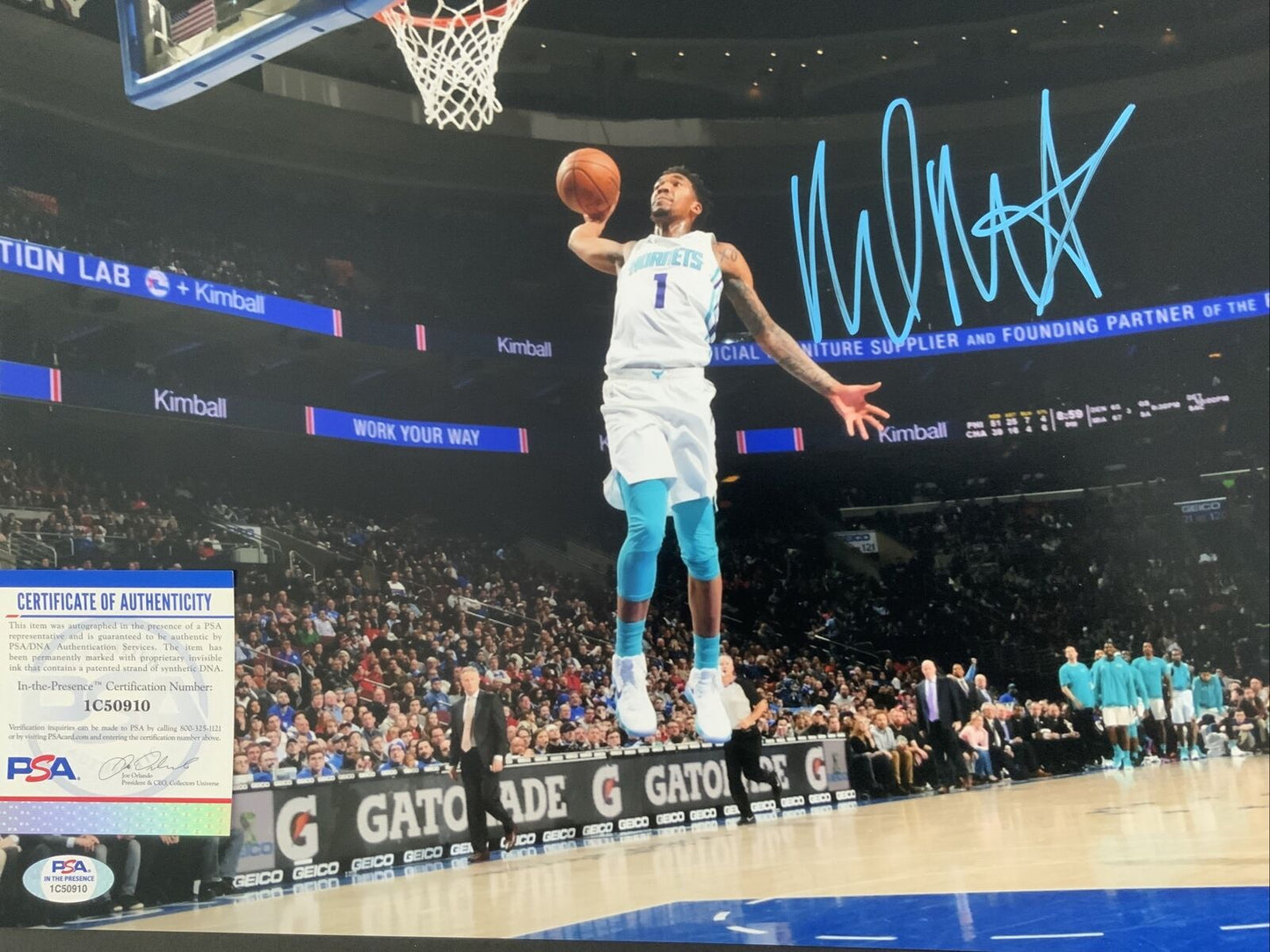 MALIK MONK LAKERS SIGNED 11X14 CHARLOTTE HORNETS PHOTO PSA ITP AUTHENTICATED