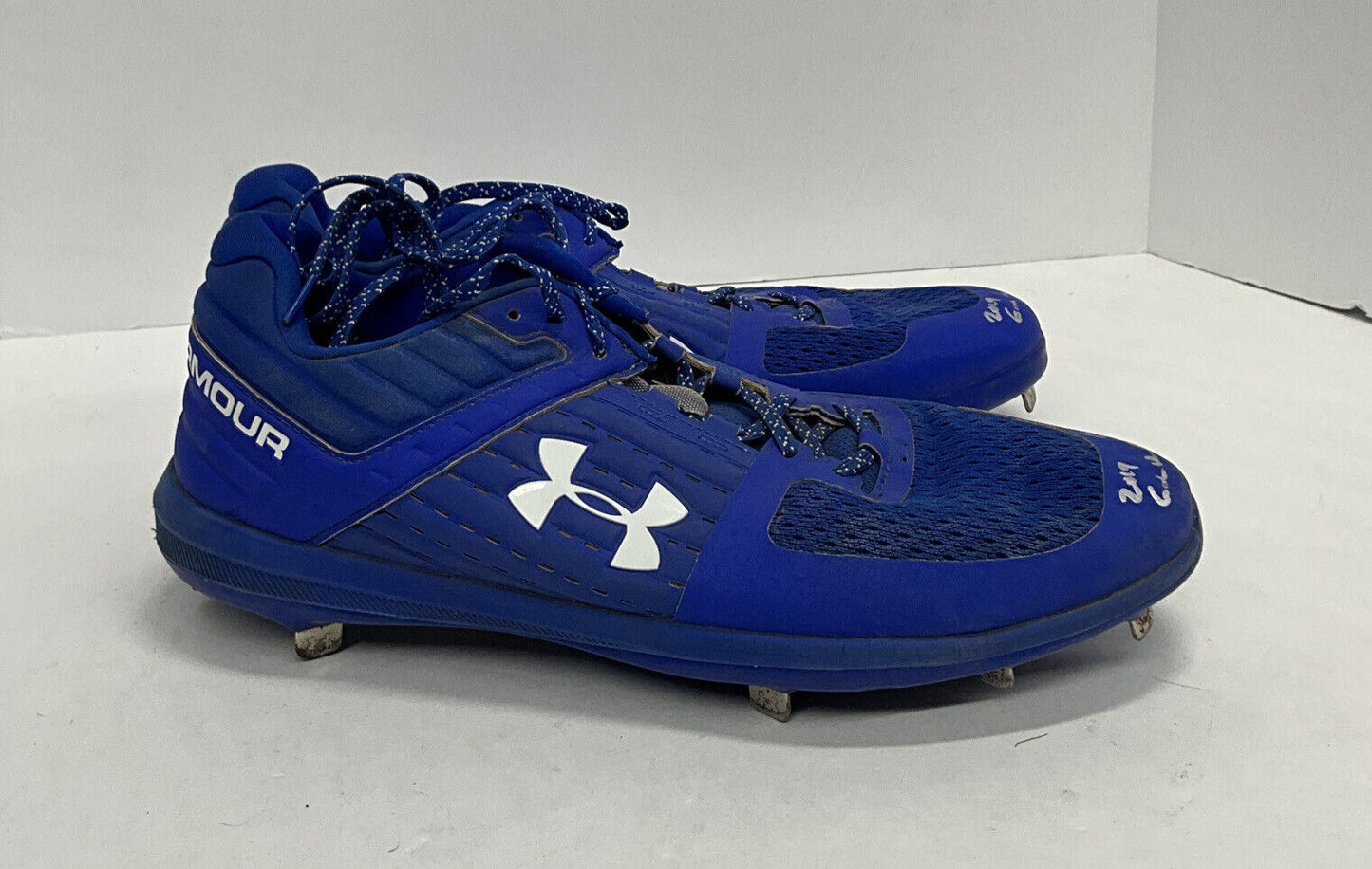 DJ PETERS DODGERS TIGERS FULL NAME SIGNED GAME USED CLEATS PSA RG29220/21