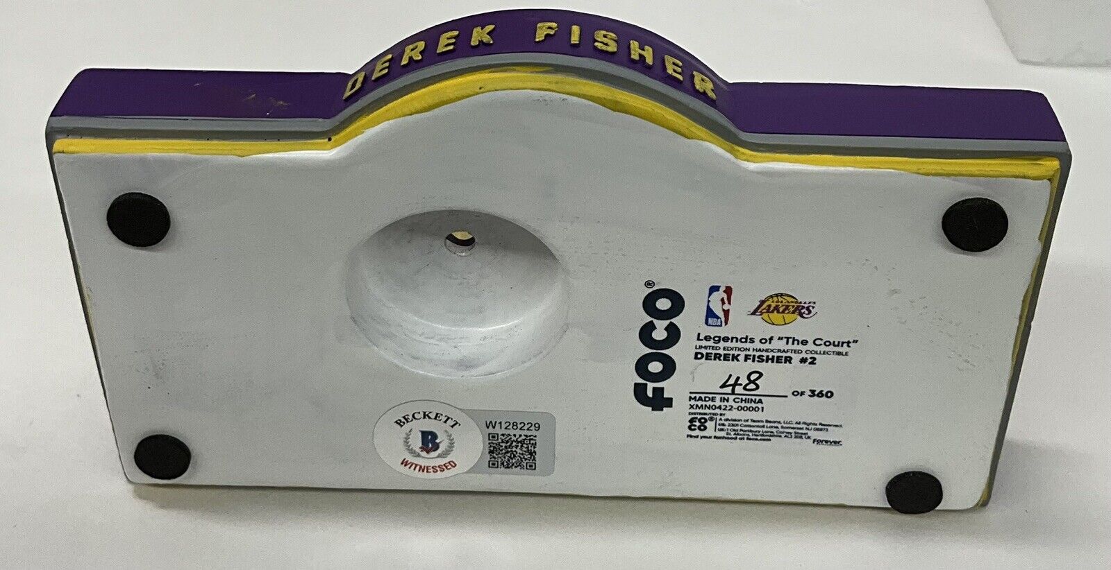 DEREK FISHER SIGNED LAKERS 5X CHAMPION LIMITED #/360 FOCO BOBBLEHEAD BAS W128229