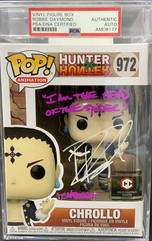 ROBBIE DAYMOND SIGNED CHROLLO HUNTER FUNKO POP 972 PSA SLABBED AM08177