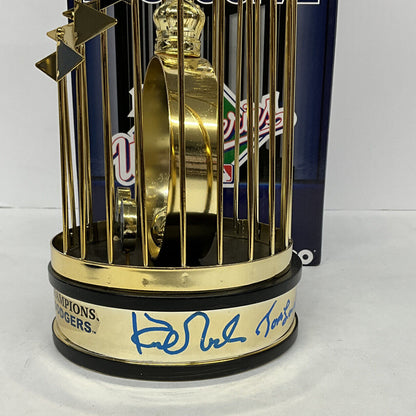 OREL HERSHISER KIRK GIBSON LASORDA SIGNED DODGERS 12" 88 WS TROPHY PSA 8A78413