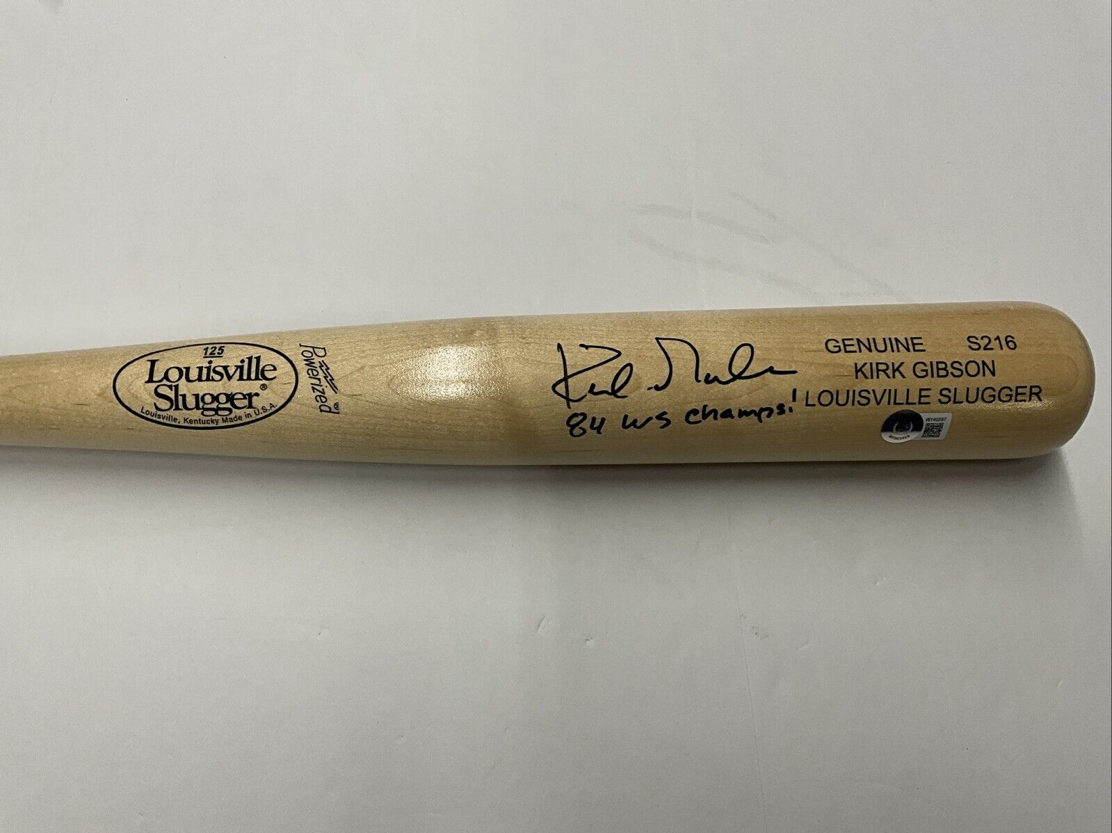 KIRK GIBSON TIGERS SIGNED LOUISVILLE SLUGGER MODEL BAT 84 WS CHAMPS" BAS W140597