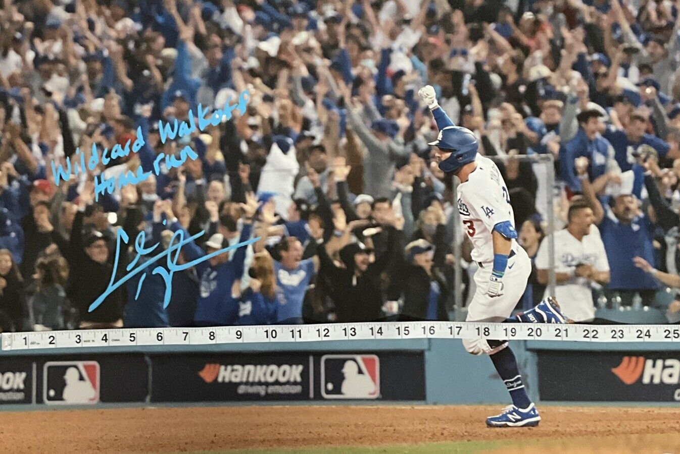 CHRIS TAYLOR DODGERS SIGNED 22X26 CANVAS "WILDCARD WALKOFF HOME RUN" PSA 2C53359