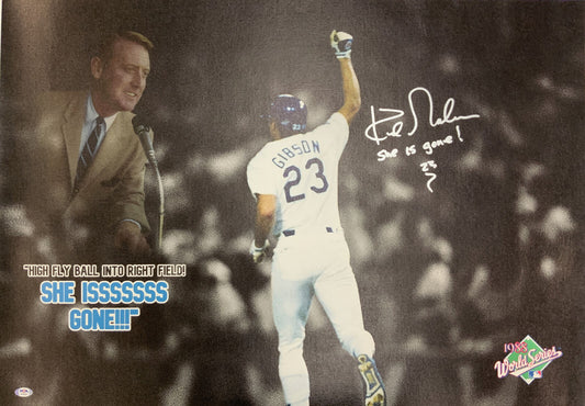 KIRK GIBSON DODGERS SIGNED 22X32 CANVAS "SHE IS GONE" INSCRIPTION PSA AI33526