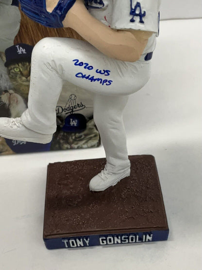 TONY GONSOLIN SIGNED DODGERS SGA BOBBLEHEAD "2020 WS CHAMPS" INSCRIP PSA 2C60242