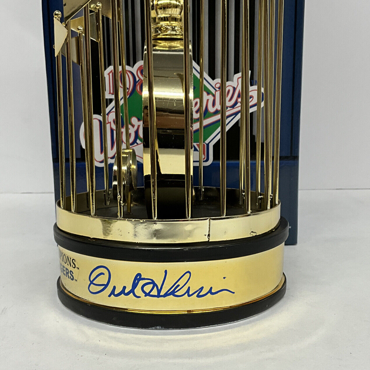 OREL HERSHISER 88 WS MVP SIGNED DODGERS 12" 1988 WORLD SERIES TROPHY PSA 9A20786