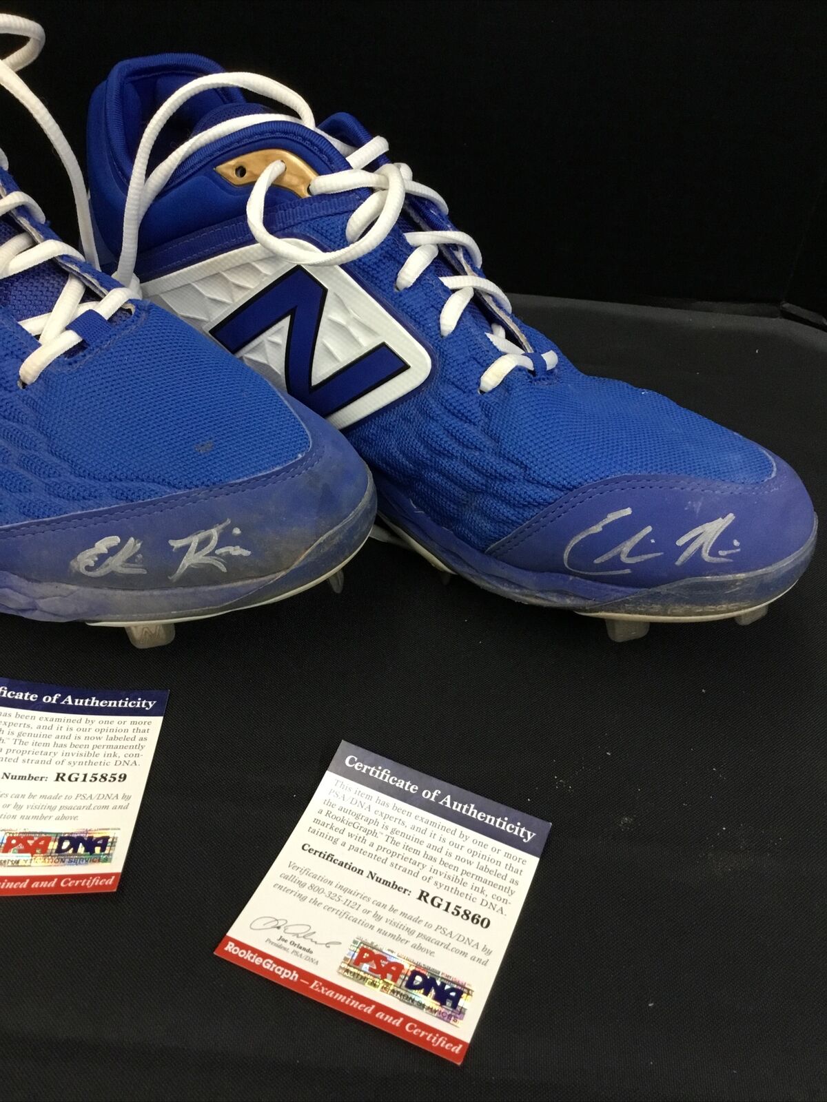 EDWIN RIOS DODGERS ROOKIE SIGNED AND INSCRIBED GAME USED CLEATS PSA RG15859 / 60