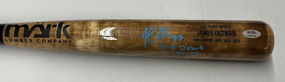 JAMES OUTMAN DODGERS SIGNED MARK LUMBER MODEL BAT "MLB DEBUT 7-31-22 PSA RG51316