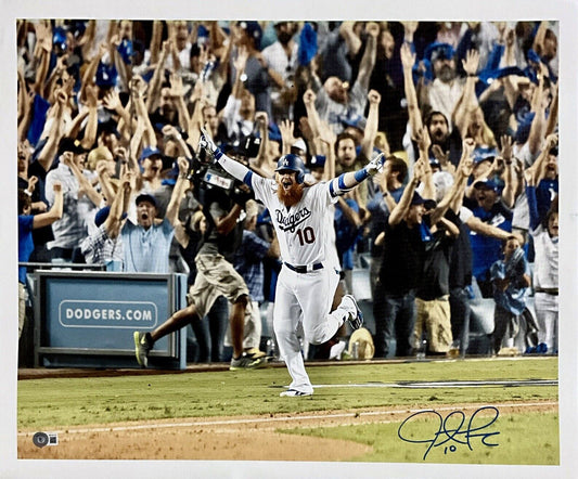 JUSTIN TURNER DODGERS SIGNED 18X22 2017 NLCS WALKOFF HOME RUN CANVAS BAS WK50226