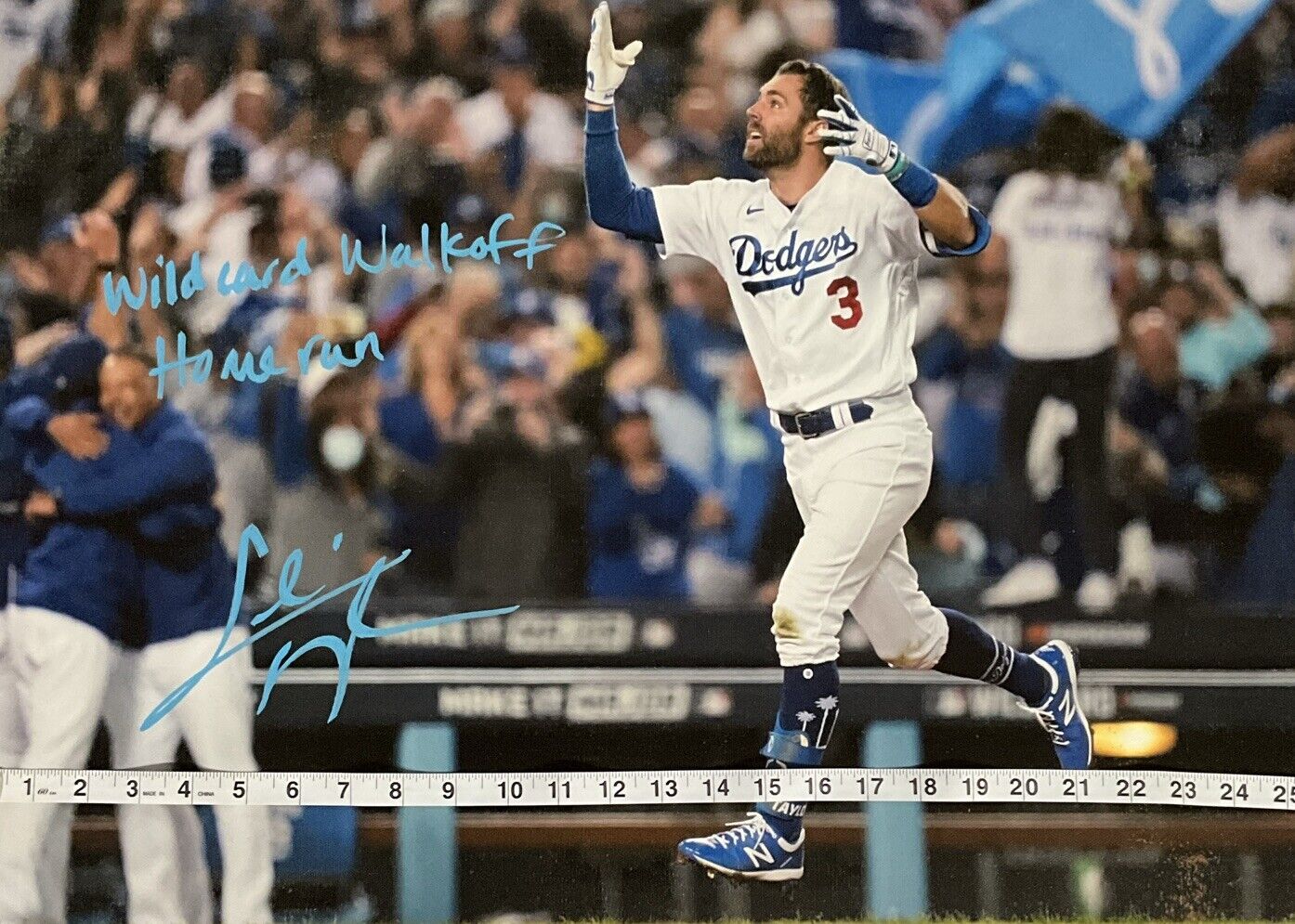 CHRIS TAYLOR DODGERS SIGNED 22X26 CANVAS "WILDCARD WALKOFF HOME RUN" PSA 2C53365