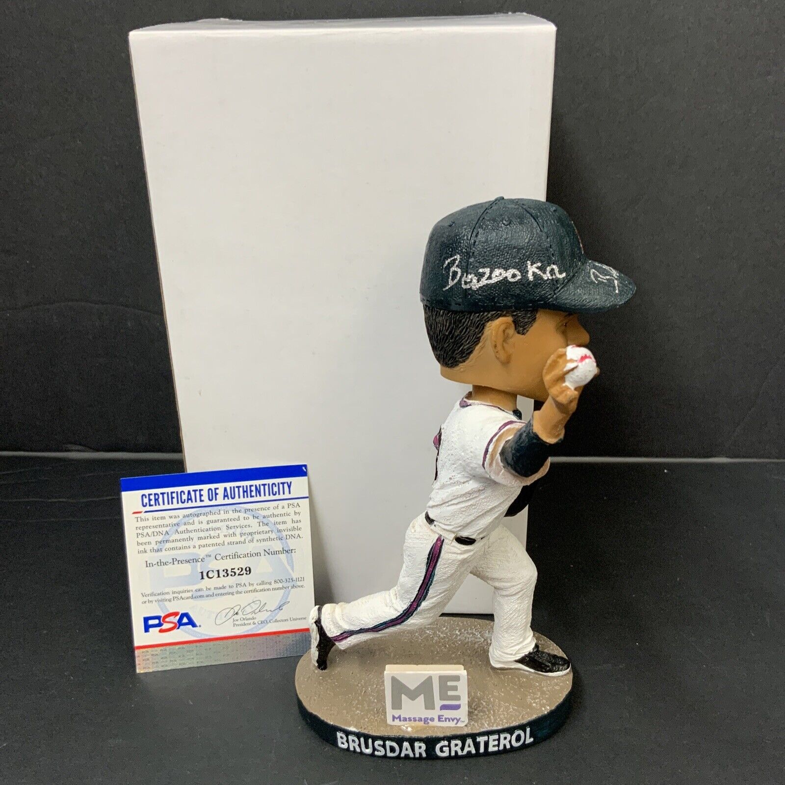 BRUSDAR GRATEROL DODGERS SIGNED MIRACLE MIGHTY MUSSELS BOBBLEHEAD PSA 1C13529