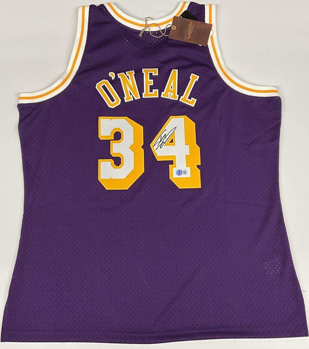 SHAQUILLE O'NEAL SIGNED LOS ANGELES LAKERS MITCHELL & NESS JERSEY BAS 1W489277