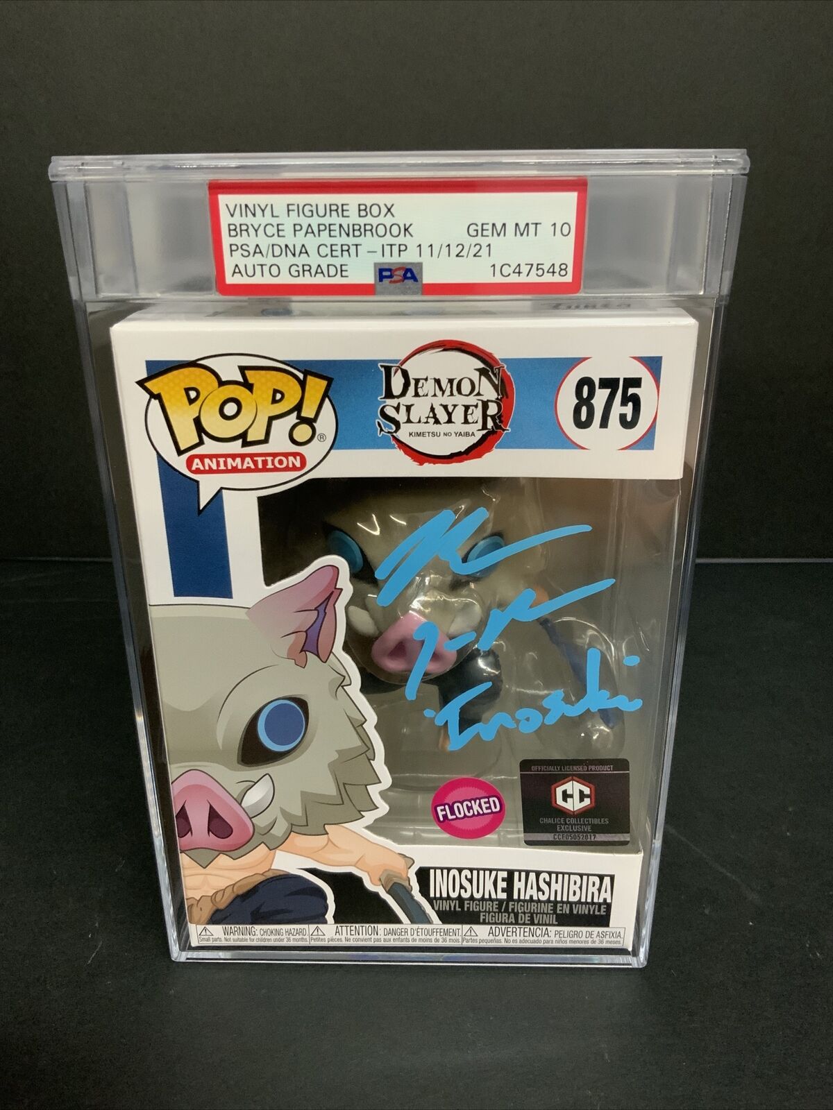 BRYCE PAPENBROOK SIGNED INOSUKE HASHIBIRA FLOCKED FUNKO POP GEM MT 10 PSA SLAB