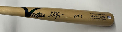 CHRIS TAYLOR DODGERS SIGNED VICTUS MODEL BLONDE BAT "CT3" INSCRIPT PSA 1C01221