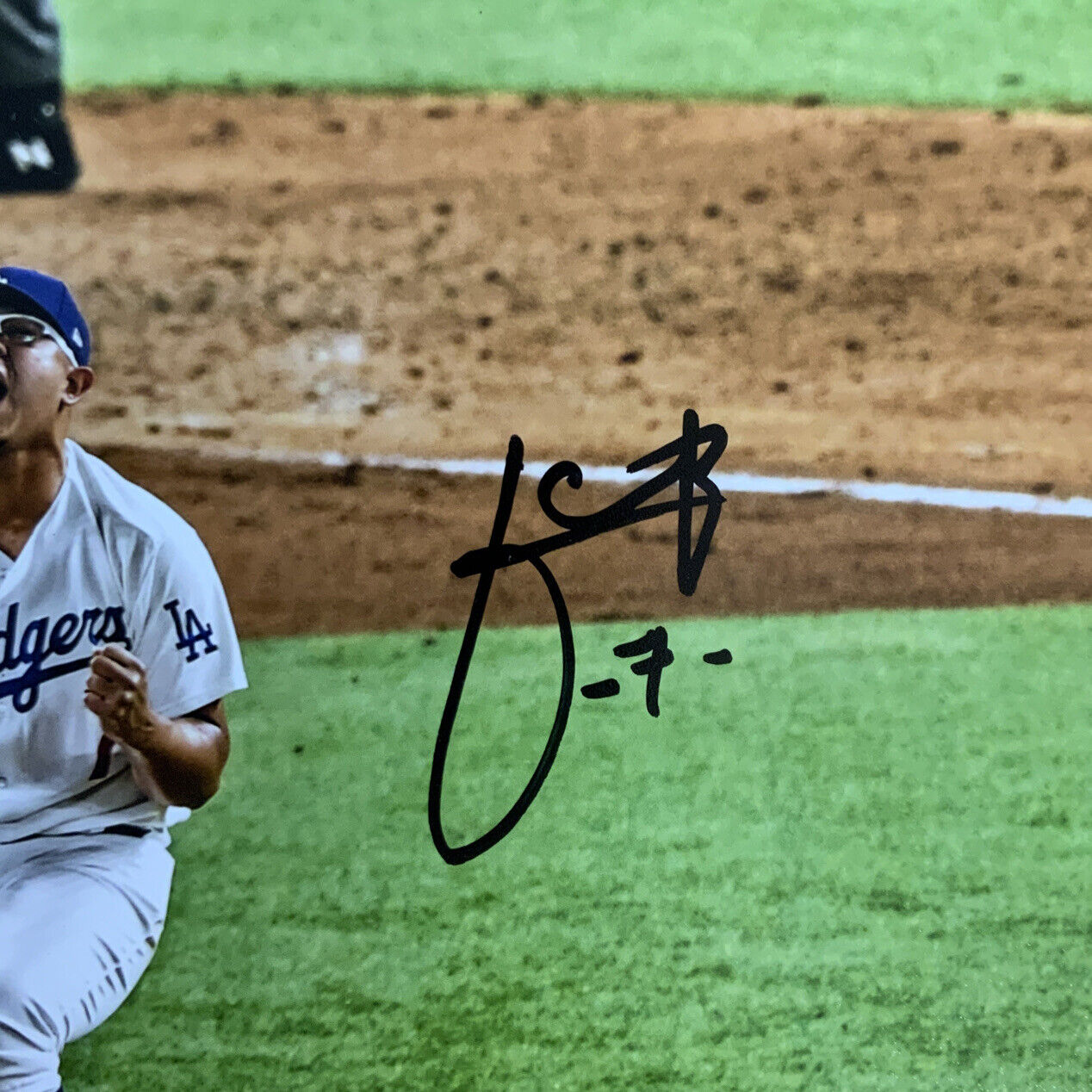 AUSTIN BARNES & JULIO URIAS DODGERS SIGNED 2020 WS LAST OUT 11X14 PHOTO BAS PSA