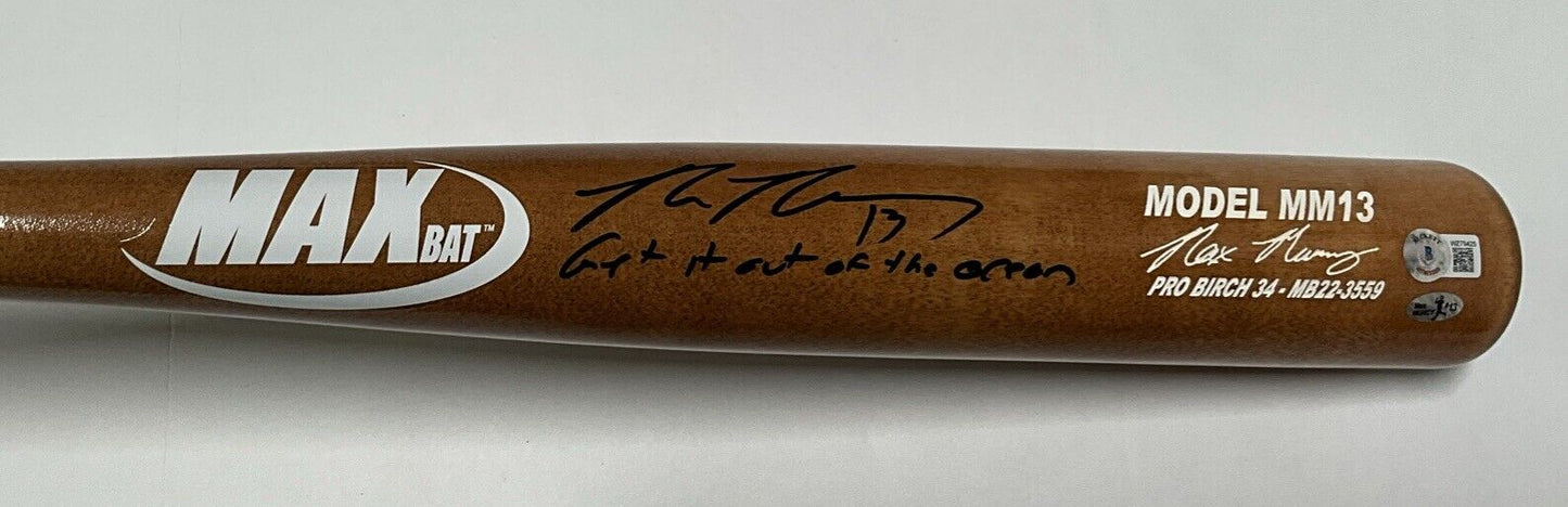 MAX MUNCY DODGERS SIGNED MAXBAT MODEL BAT "GET IT OUT OF THE OCEAN" BAS WZ79425