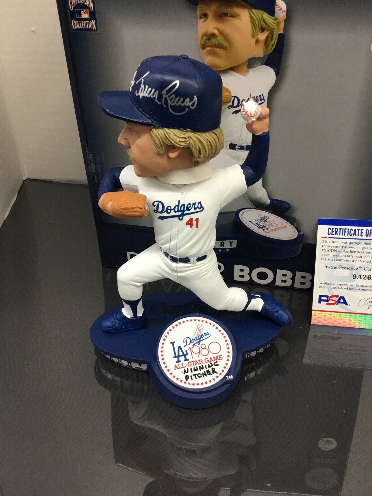 JERRY REUSS DODGERS SIGNED 1980 ALLSTAR GAME FOCO BOBBLEHEAD WINNING PITCHER PSA