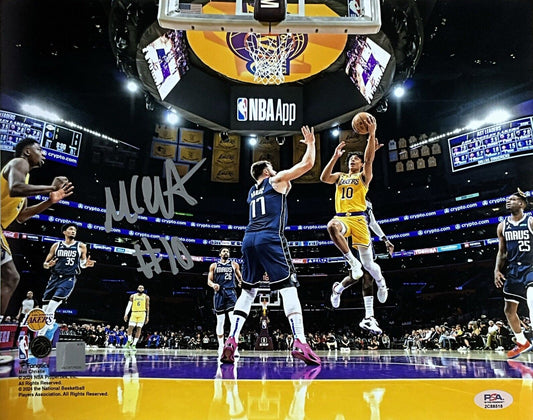 MAX CHRISTIE LOS ANGELES LAKERS SIGNED 11X14 VS MAVERICKS LUKA DONCIC PHOTO PSA