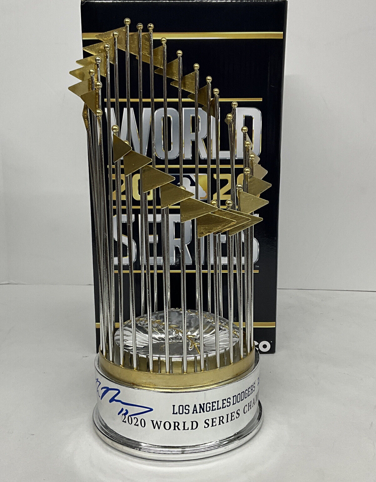 MAX MUNCY SIGNED DODGERS FOCO 12" REPLICA TROPHY "2020 WS CHAMPS" PSA 1C89555