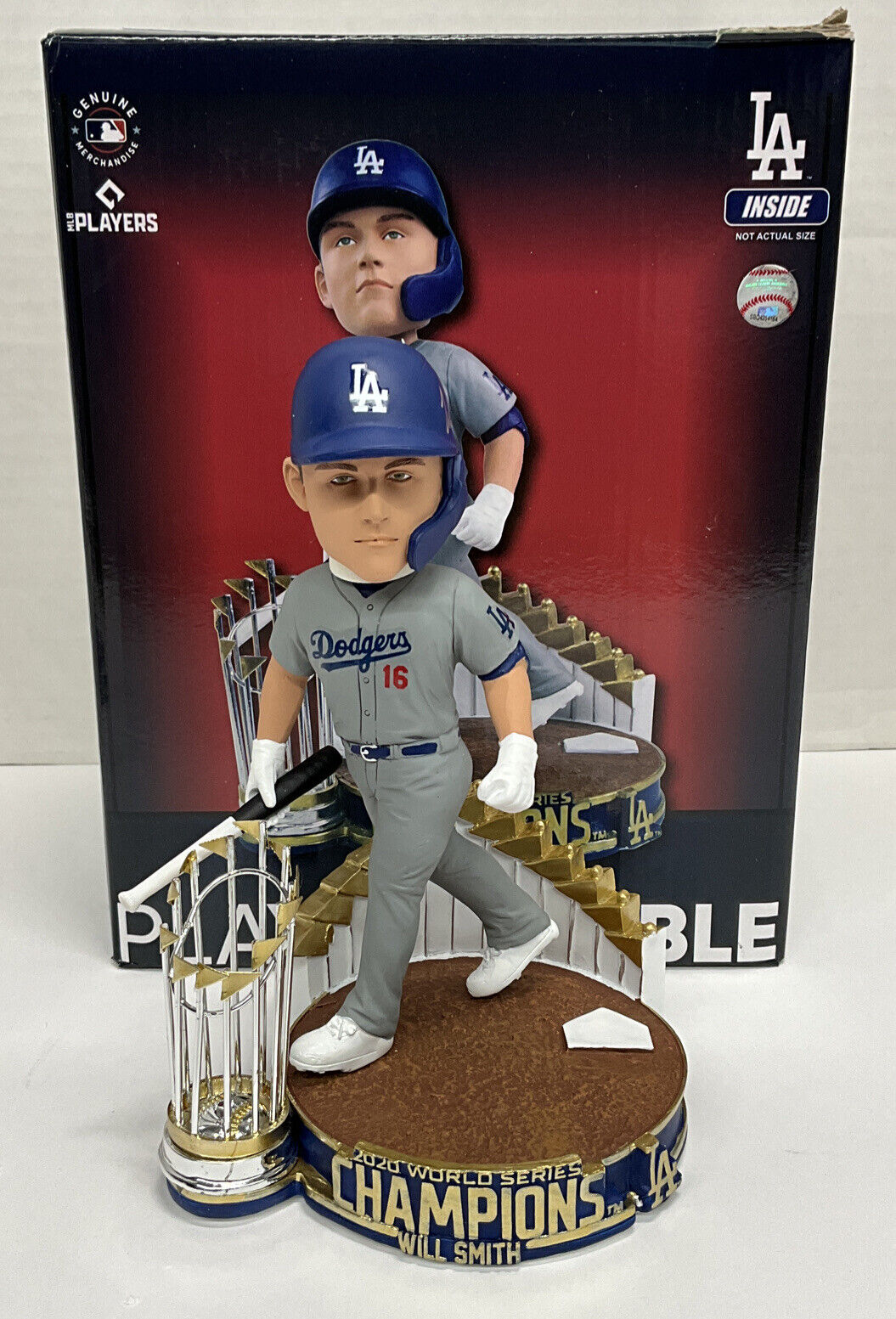 WILL SMITH DODGERS SIGNED FOCO 2020 WORLD SERIES LE #/400 BOBBLEHEAD BAS WW31078