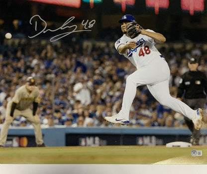 BRUSDAR GRATEROL DODGERS SIGNED 16X20 JUMPING THROW PHOTO BECKETT