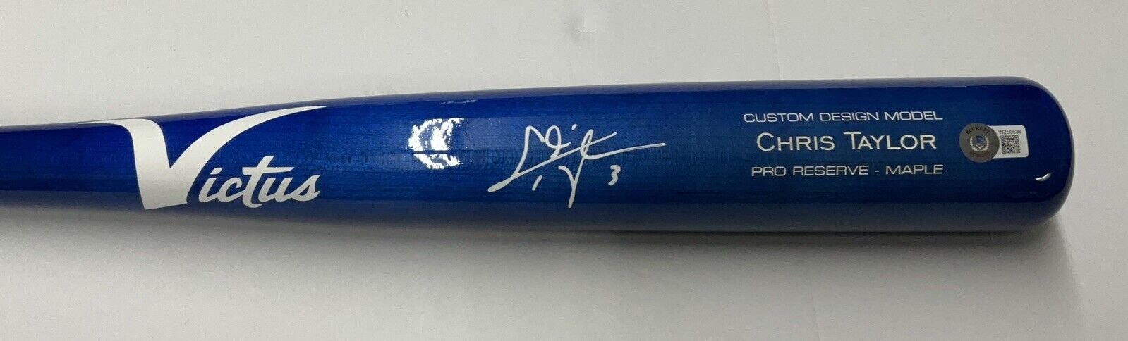 CHRIS TAYLOR DODGERS WS CHAMP SIGNED VICTUS GAME MODEL BLUE BAT BAS ITP WZ59536