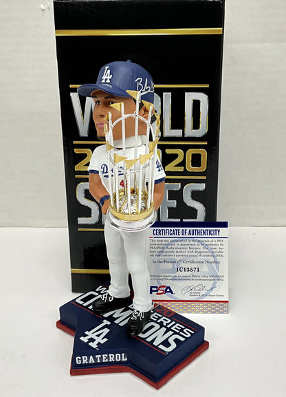 BRUSDAR GRATEROL DODGERS SIGNED 2020 WS FOCO BOBBLEHEAD "BAZOOKA" PSA 1C13571