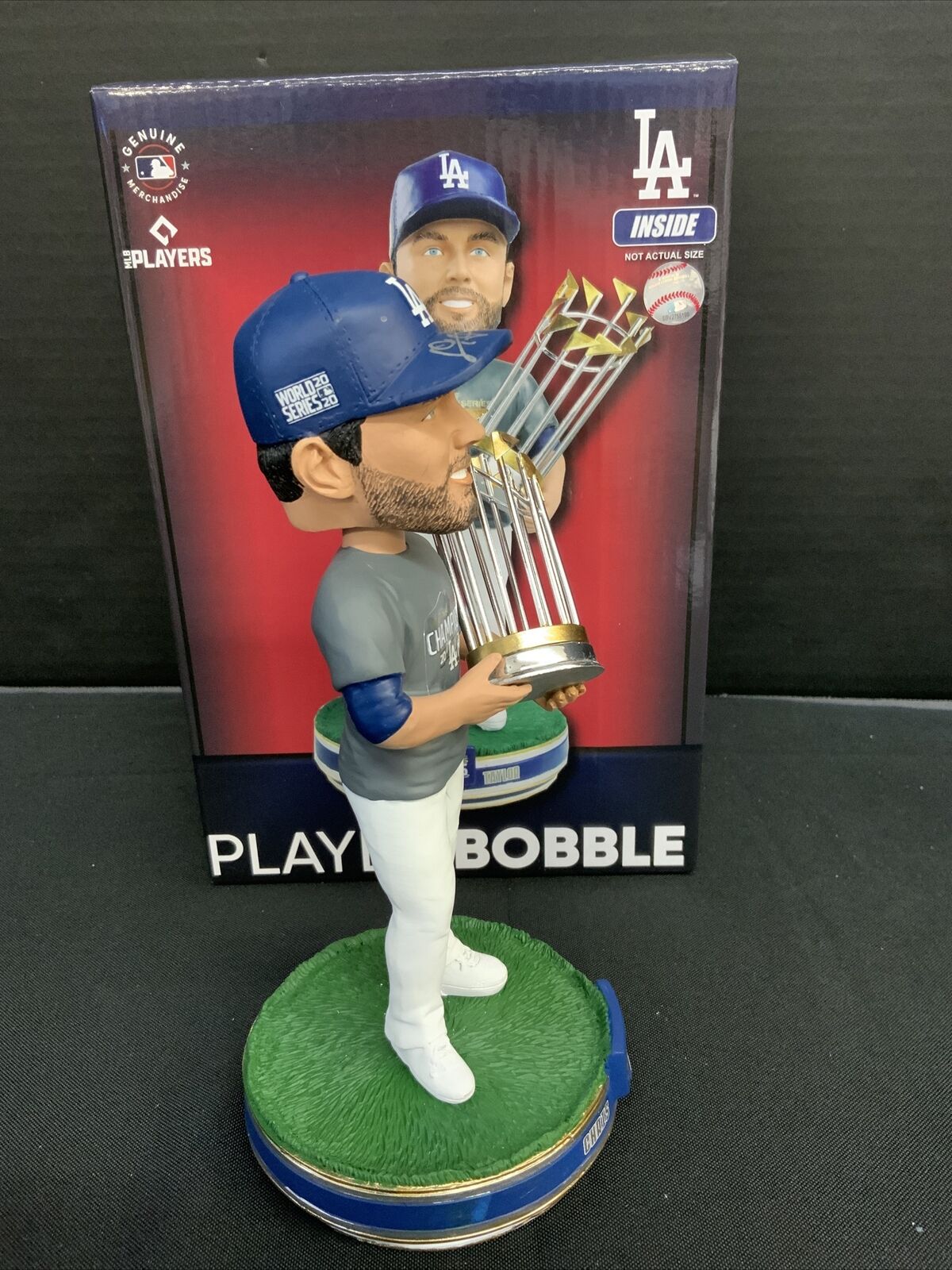 CHRIS TAYLOR DODGERS SIGNED CHAMPIONSHIP BOBBLEHEAD "2020 WS CHAMPS" PSA 1C01600