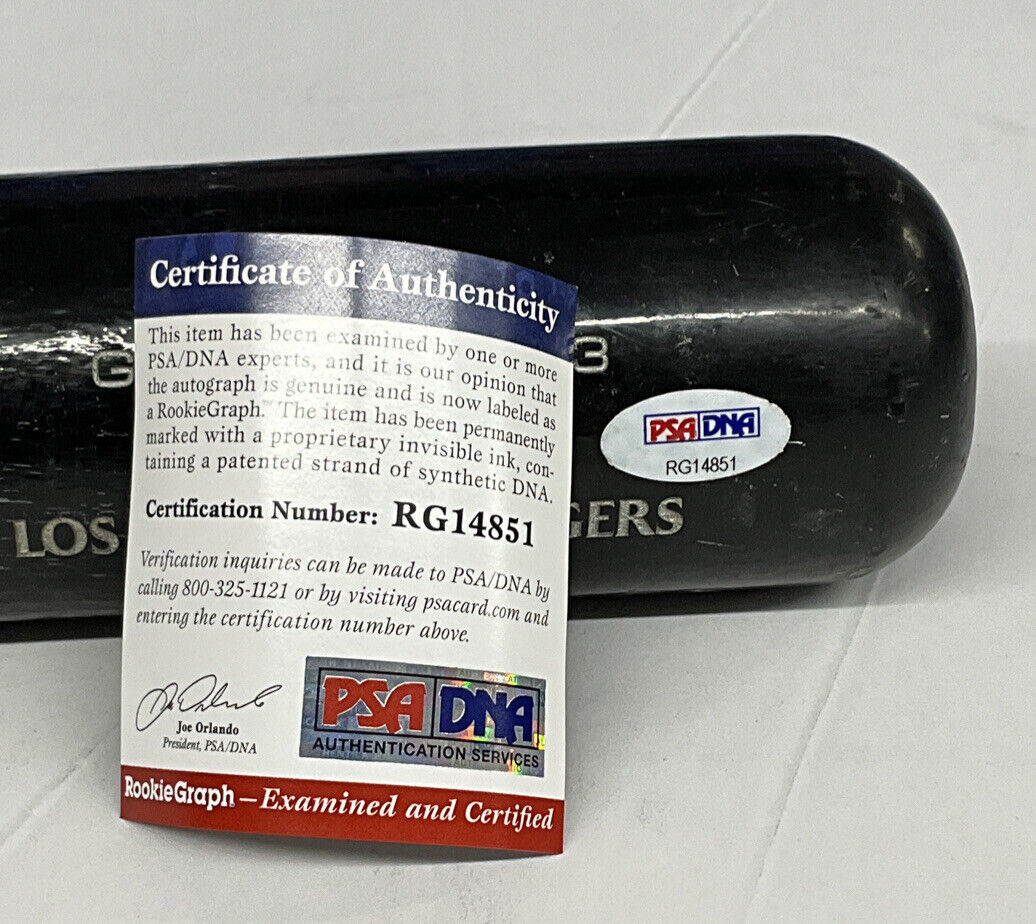 EDWIN RIOS DODGERS 2020 WS CHAMPION SIGNED LS GAME USED BAT PSA RG14851