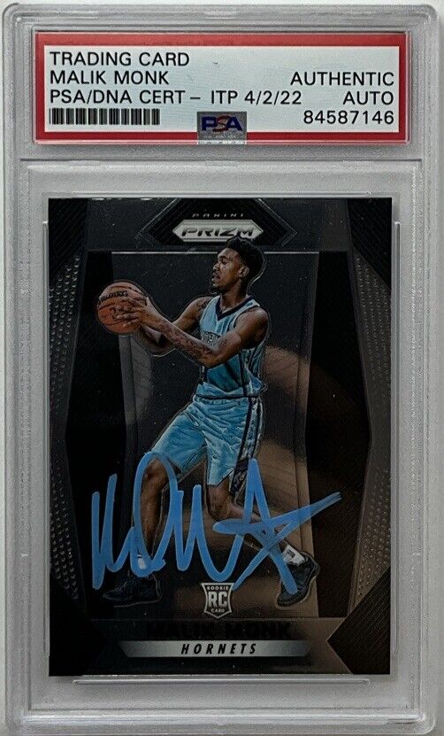 MALIK MONK SIGNED HORNETS PANINI PRIZM #233 RC PSA SLABBED ITP 84587146