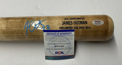 JAMES OUTMAN DODGERS SIGNED MARK LUMBER GAME MODEL J01 MAPLE BAT PSA RG51308