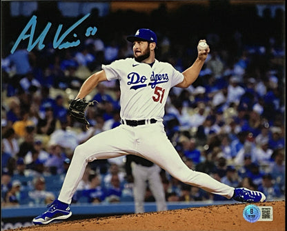 ALEX VESIA DODGERS 2024 WS CHAMPION SIGNED 8X10 PITCHING PHOTO BAS
