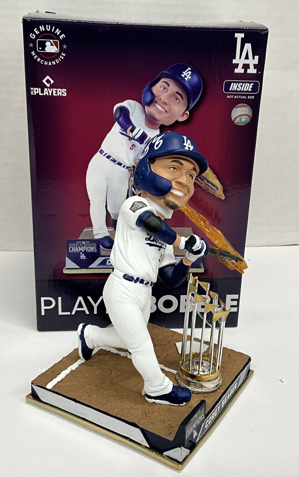 COREY SEAGER DODGERS SIGNED FOCO 2020 WORLD SERIES FLAME BOBBLEHEAD JSA AC02195