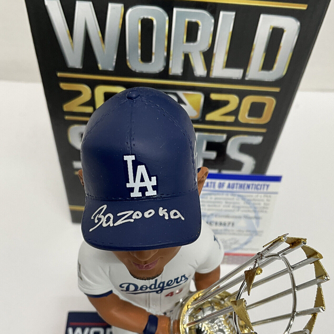 BRUSDAR GRATEROL DODGERS SIGNED 2020 WS FOCO BOBBLEHEAD "BAZOOKA" PSA 1C13571