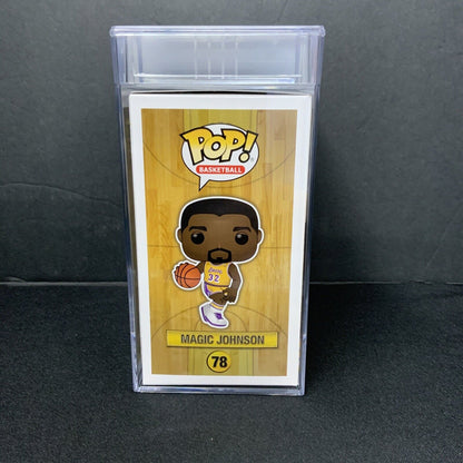 MAGIC JOHNSON SIGNED LAKERS #178 FUNKO POP PSA AM08202 SLABBED GEM MT 10 AUTO