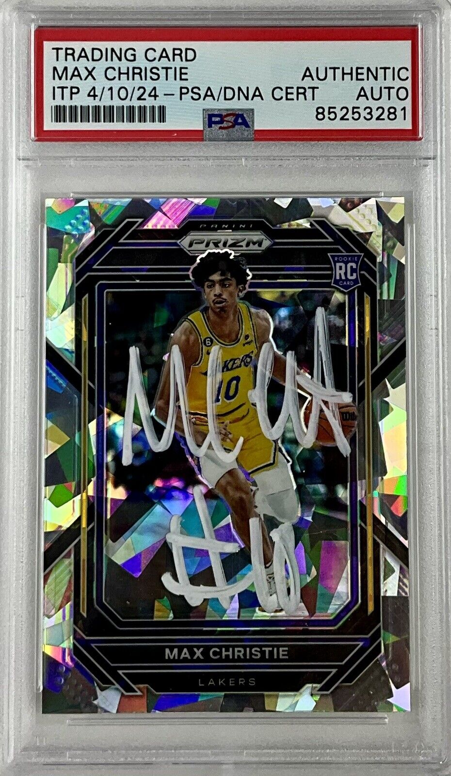 MAX CHRISTIE SIGNED LAKERS CRACKED ICE PANINI PRIZM 270 RC PSA ITP 85253281